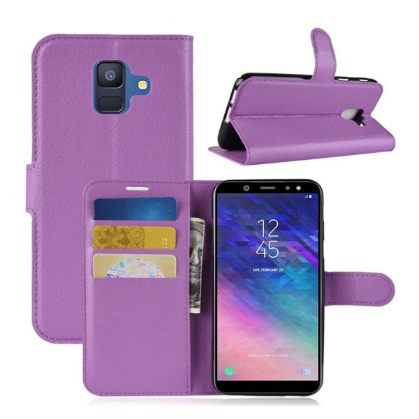 Samsung Galaxy A6 (2018) mobilfodral PU läder plånbok stående po Lila