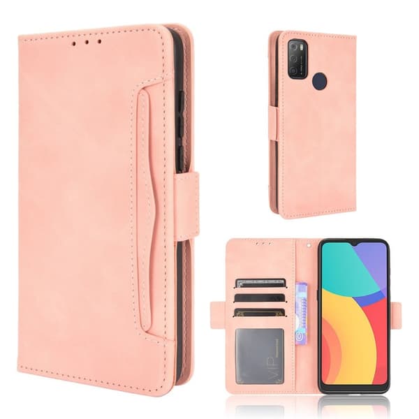Modern-styled Læder Pung Etui til Alcatel 3l (2021) / 1s (2021) - Lyserød Pink