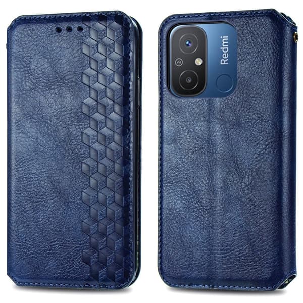 Læretui med A Stilfull Rhombus Imprint til Xiaomi Redmi 12C / 11a - Blå Blue