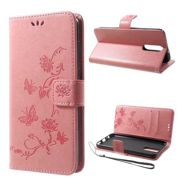 Huawei Mate 10 Lite Etui laget av kunstlær og silikon - Rosa Pink