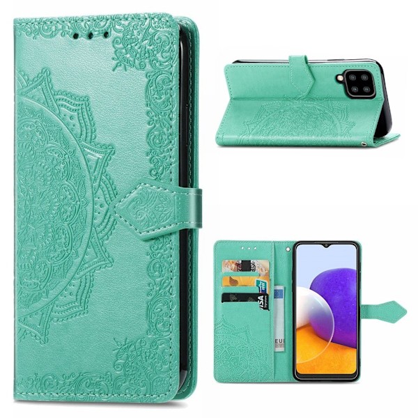 Mandala läder Samsung Galaxy A22 4G fodral - Grön Grön