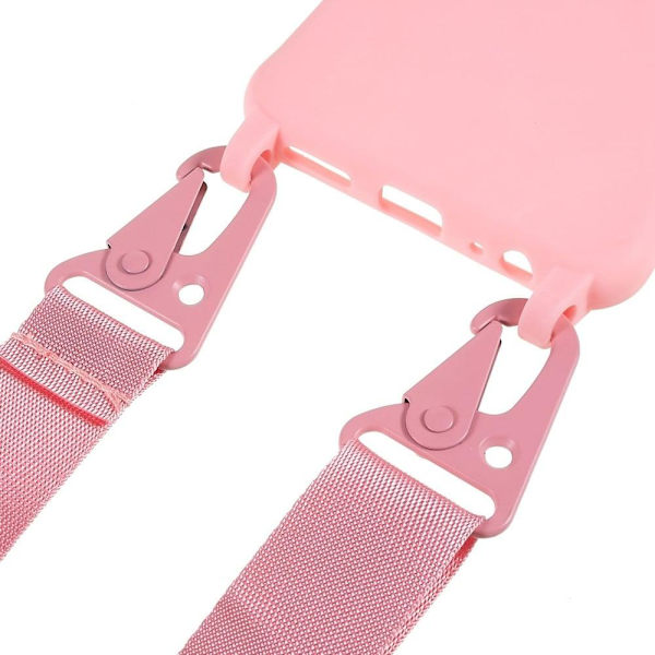 Tyndt TPU-etui med mat finish og justerbar strop til Samsung Galaxy A22 5G - Lyserød Pink