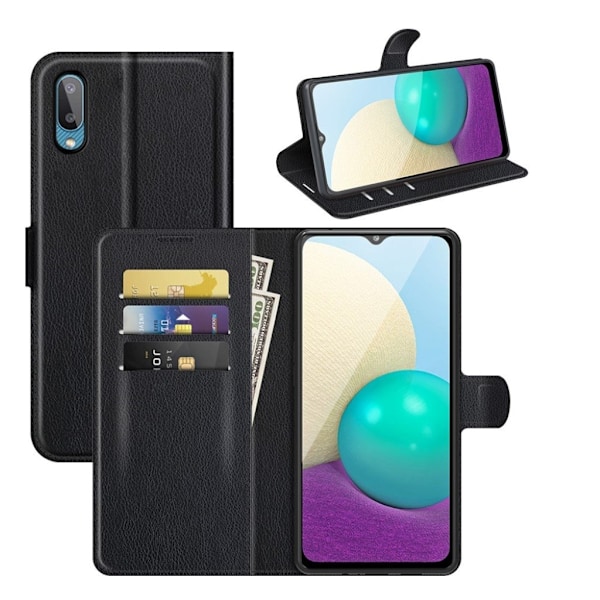 Klassisk Samsung Galaxy A02 flip etui - Sort Black