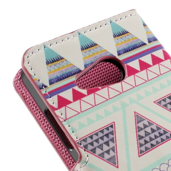 Moberg Microsoft Lumia 550 Lær Etui - Triangler Mønster Multicolor