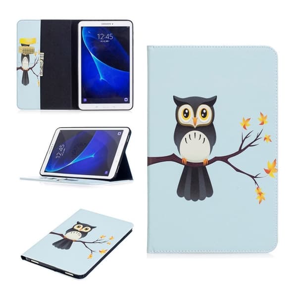 Samsung Galaxy Tab A 10.1 (2016) Charmerende læder etui - Ugle på gren Blue