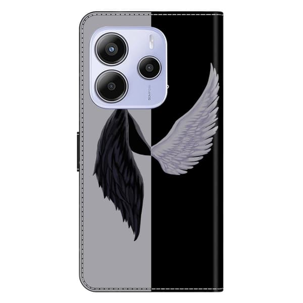 Xiaomi Redmi Note 14 5G Etui med magnetisk lås 3D-mønster Læderpung Telefoncover - Sort / Sort White