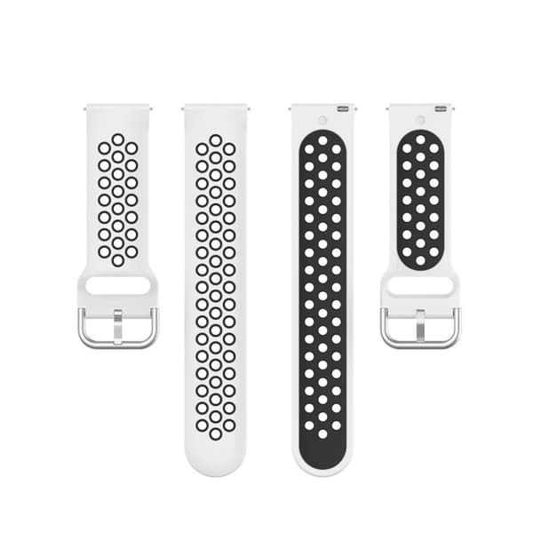 20 mm universell tvåfärgad silikon klockarmband - vit / svart Vit