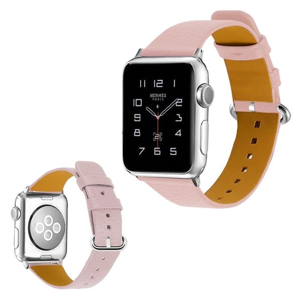Apple Watch Series 3/2/1 42mm litchi-tekstur-urrem - Lyserød Pink