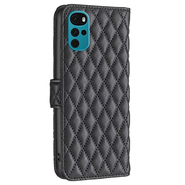 Matt Motorola Moto G22 fodral med rombmönster - Svart Svart