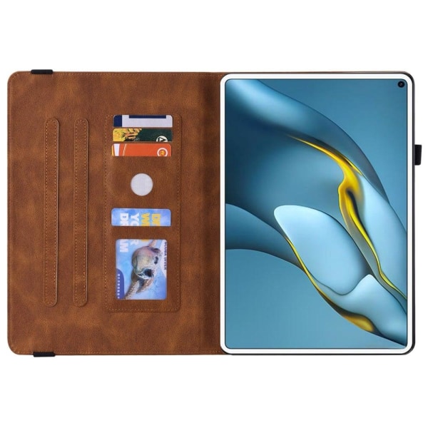 Huawei MatePad Pro 10.8 (2021) perhonen kukka kuvio nahkakotelo - Ruskea Brown