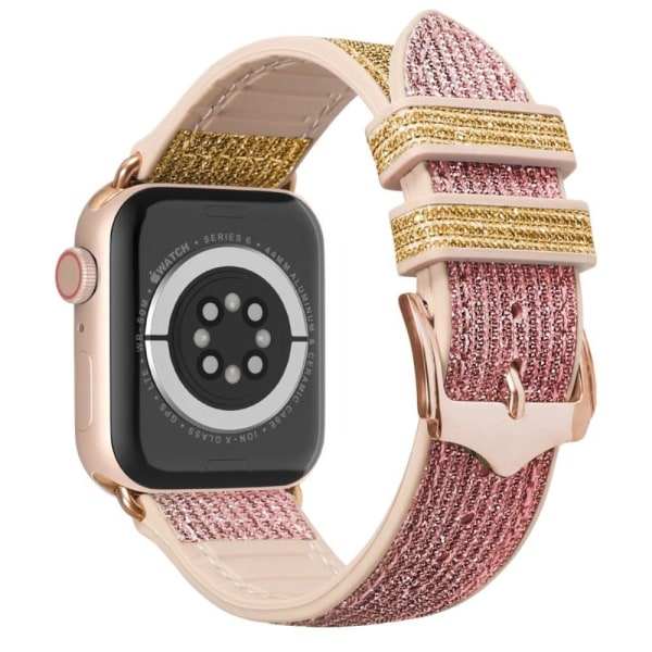 Apple Watch (45 mm) urrem i glitrende læder - Guld Gold