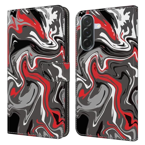 Samsung Galaxy A36 5G Plånboksfodral Mönster Tryck Stativ Läder Flip Telefonskal - Stenstruktur Röd
