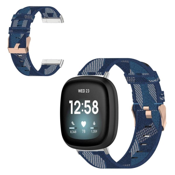 Fitbit Sense / Versa 3 rostfritt stål klockarmband - blå Stripes Blå