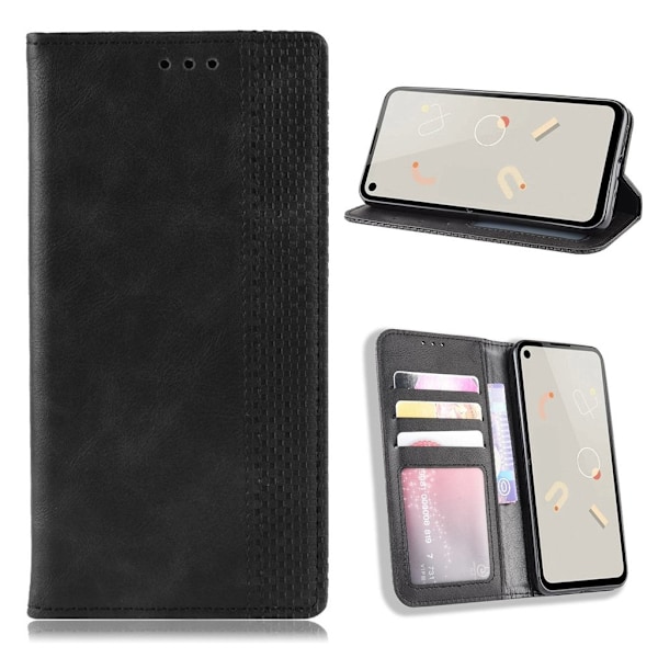 Bofink Vintage Google Pixel 4a læder etui - Sort Black