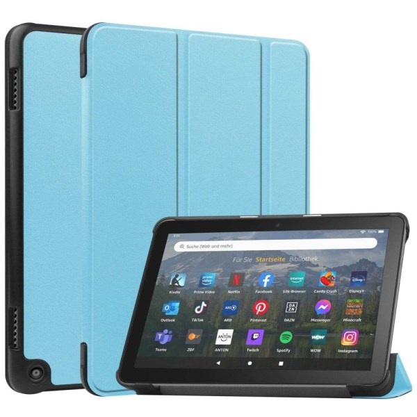 Tri-fold Leather Stand Case for Amazon Fire 8 HD (2022) - Sky Bl Blue