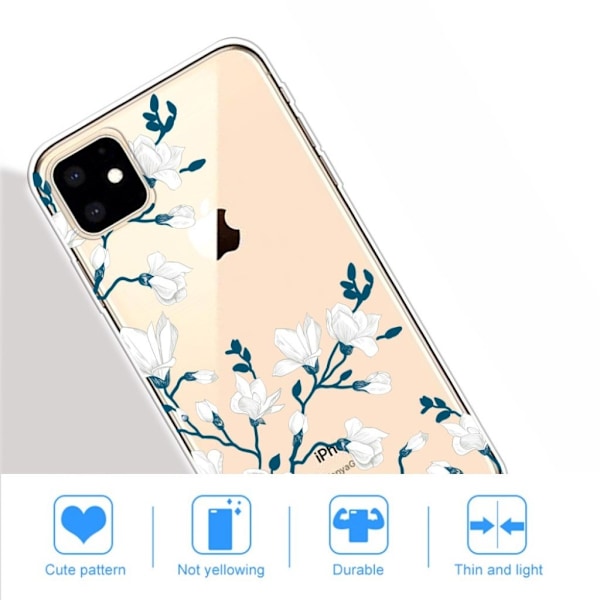 Deco iPhone 11 skal - Vita Blommor Vit