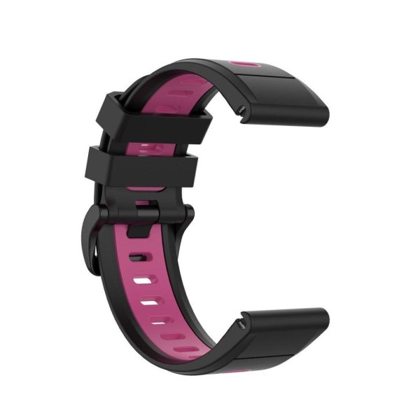 Garmin Fenix 6X / 5X tofarvet silikone-urrem - Sort / Rose Black