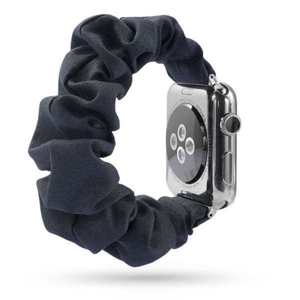 Apple Watch Series 5 44mm kangaskuvioinen kellonauha - Sileä Musta Black