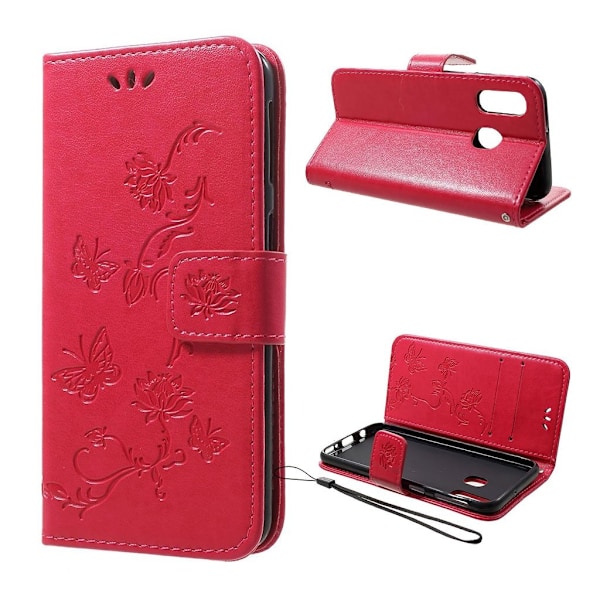 Butterfly läder Samsung Galaxy A40 fodral - Rosa Rosa