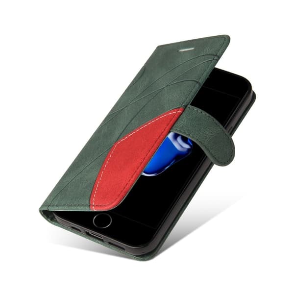 Teksturert læretui med stropp for iPhone SE (2022) / iPhone SE 2020 / iPhone 7 - Grønn Green
