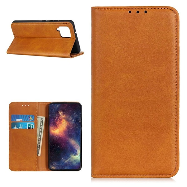 Wallet-style ægte Læder Flipcase til Samsung Galaxy A12 5G - Brun Brown