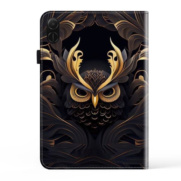Honor Pad X8a Etui Flip Stand Læder Tablet Cover Mønster Trykt - Ugle Brown
