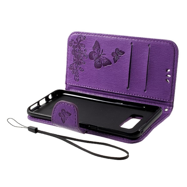 Butterfly läder Samsung Galaxy S8 fodral - Lila Lila