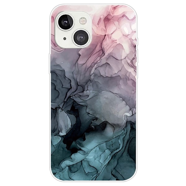 Marmormotiv iPhone 14 Plus skal - Rosa Och Gråblå Moln multifärg