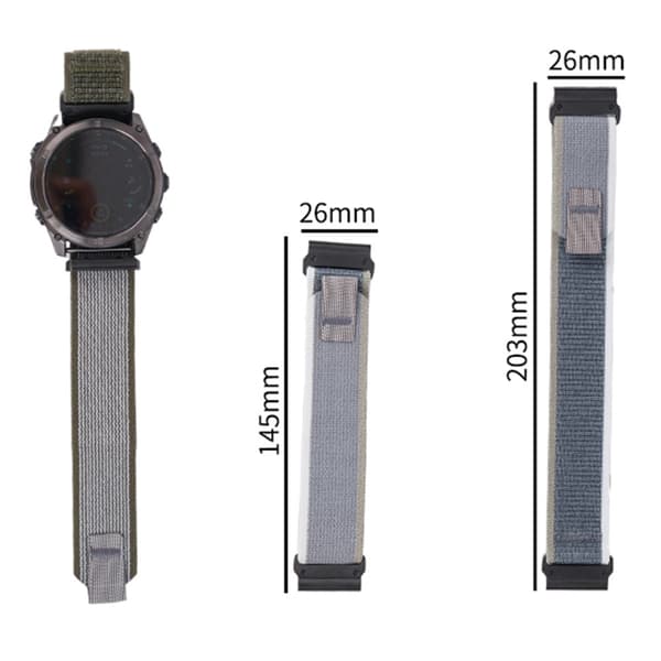 Nylon Strap Garmin Fenix 8 51mm / Enduro 3 / Enduro 2 Magic Tape Loop 26mm Universal Watch Band - Starlight Black Black