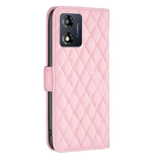 Matt Motorola Moto E13 fodral med rombmönster - Rosa Rosa