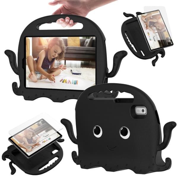 Lenovo Tab M9 EVA Case Cartoon Octopus Hand Grip Tablet Cover with Shoulder Strap - Black Black