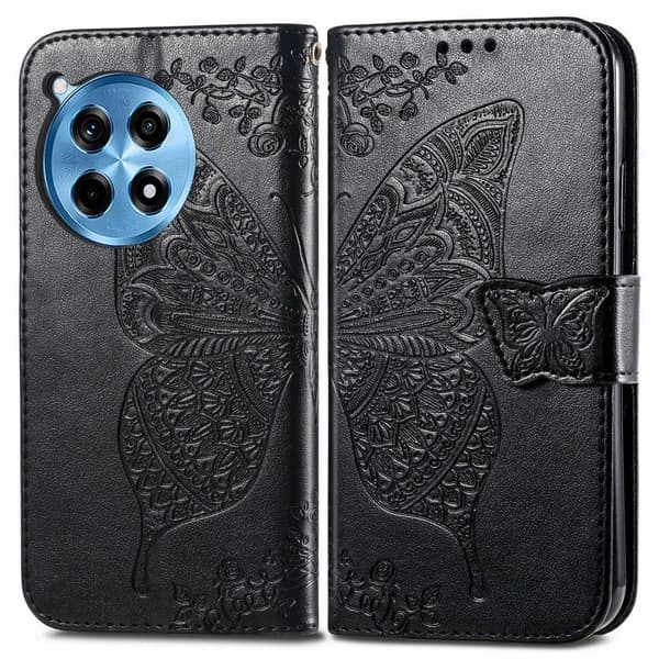 Butterfly OnePlus Ace 3 Pro nahkakotelo - Musta Black