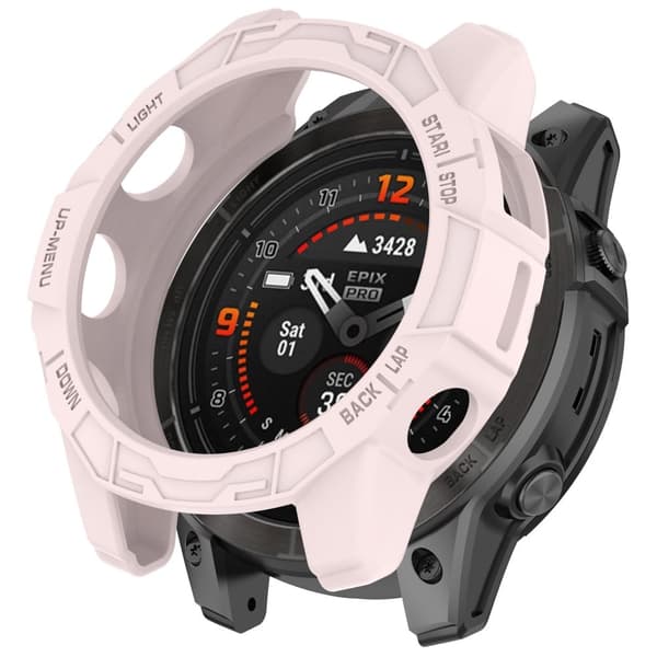 Garmin Fenix E 47mm Flexibelt klockfodral Anti-rep Hollow Watch Frame Cover - Ljusrosa Rosa