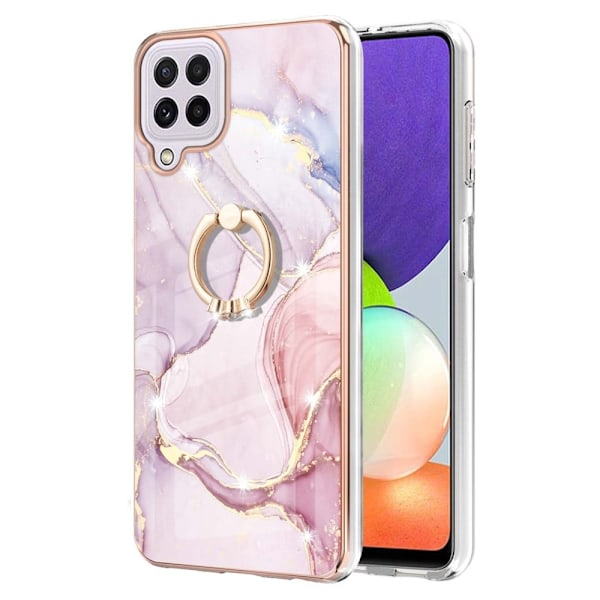 Marble Patterned Suojakuori With Ring Holder For Samsung Galaxy A22 4G / M32 - Rose Kulta Marble Haze Pink
