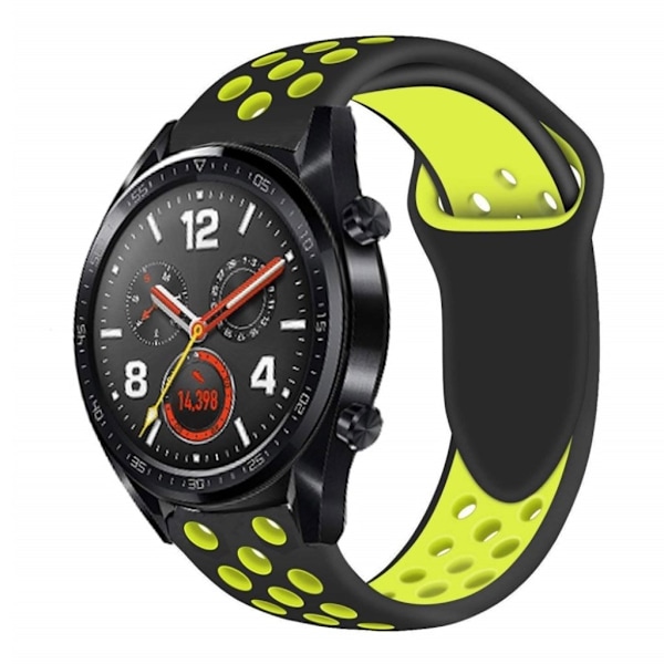 Huawei Watch GT pehmeä silicone kellon ranneke - Musta / Keltainen Black