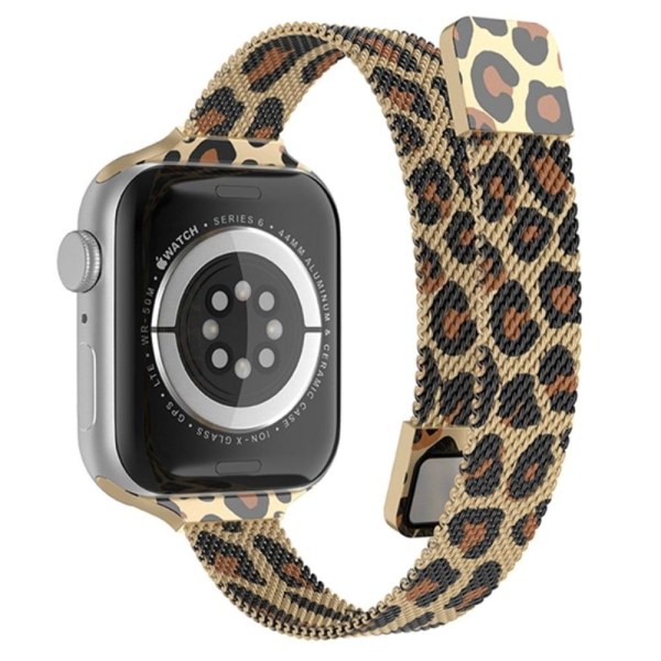 Apple Watch (45 mm) milanesisk urrem i rustfrit stål - Leopard / Guld Gold