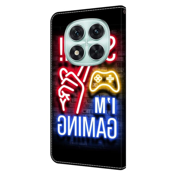 Xiaomi Redmi Note 14 Pro 5G plånboksfodral mönster utskrift stativ läder flip telefonskydd - Neon Röd