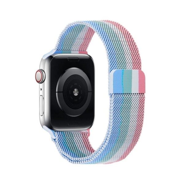 Apple Watch 42mm - 44mm regnbuelinje urrem - Lyserød / Hvid / Grøn / Blå Multicolor