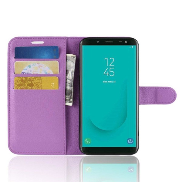Samsung Galaxy J6 Liitsihedelmän Jyvä PU Nahka Lompakko Suoja ko Purple