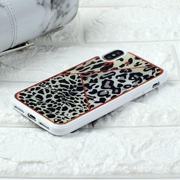 Marble design iPhone Xs Max cover - Tredobbelt Leopardmønster Black