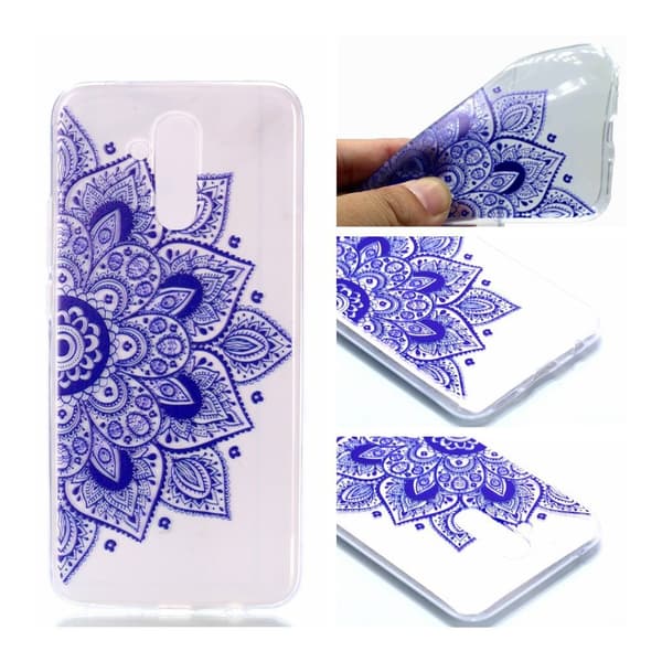 Huawei Mate 20 Lite mobiletui i silikone med mønster - Halv blomst Blue