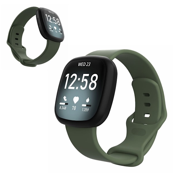 Fitbit Versa 3 / Sense silikon klockarmband - Dark grön Size: L Grön