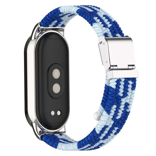 Elastisk nylonrem med fletning til Xiaomi Smart Band 8 - Blå / Hvid Blue