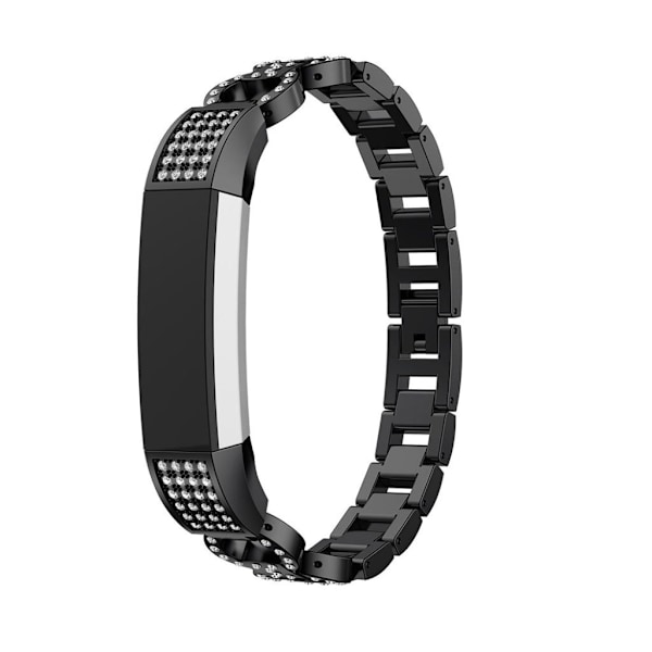 Fitbit Alta urlänk metall material träningsklocka strasstenar - Svart Svart