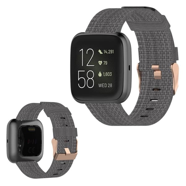 Fitbit Versa / Versa 2 / Blaze nylon Urrem - Mørkegrå Silver grey