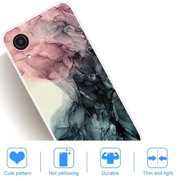 Marmormotiv Samsung Galaxy A03 Core skal - Ljusrosa Och Grön Marmor multifärg
