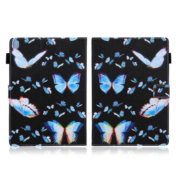 Cool mönstrad läder flip fodral för iPad (2018) - blå fjäril Blå