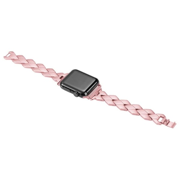 Apple Watch (45 mm) urrem i rustfrit stål med rombeformede led - Lyserød Rose Pink