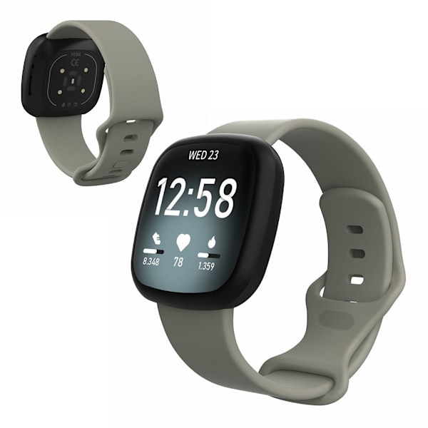 Fitbit Versa 3 / Sense silikonarmbånd - Grå Størrelse: S Silver grey