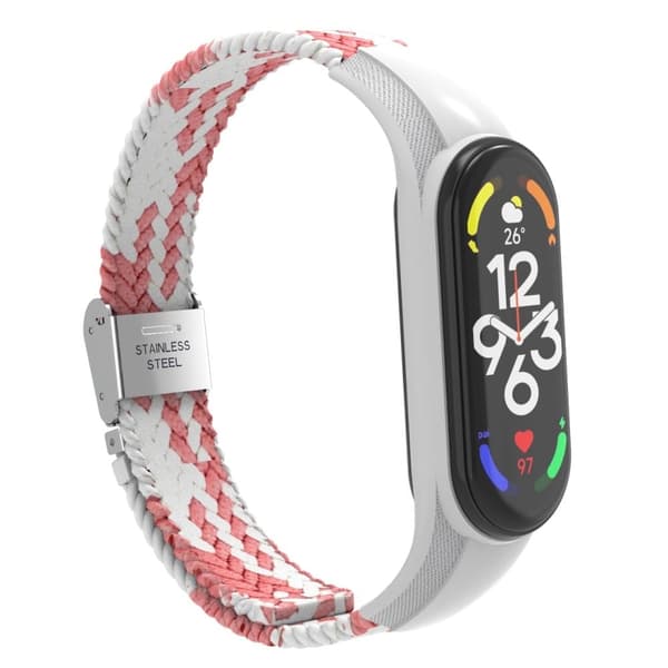 Xiaomi Mi Band 7 nylon-urrem - Lyserød / Hvid Pink